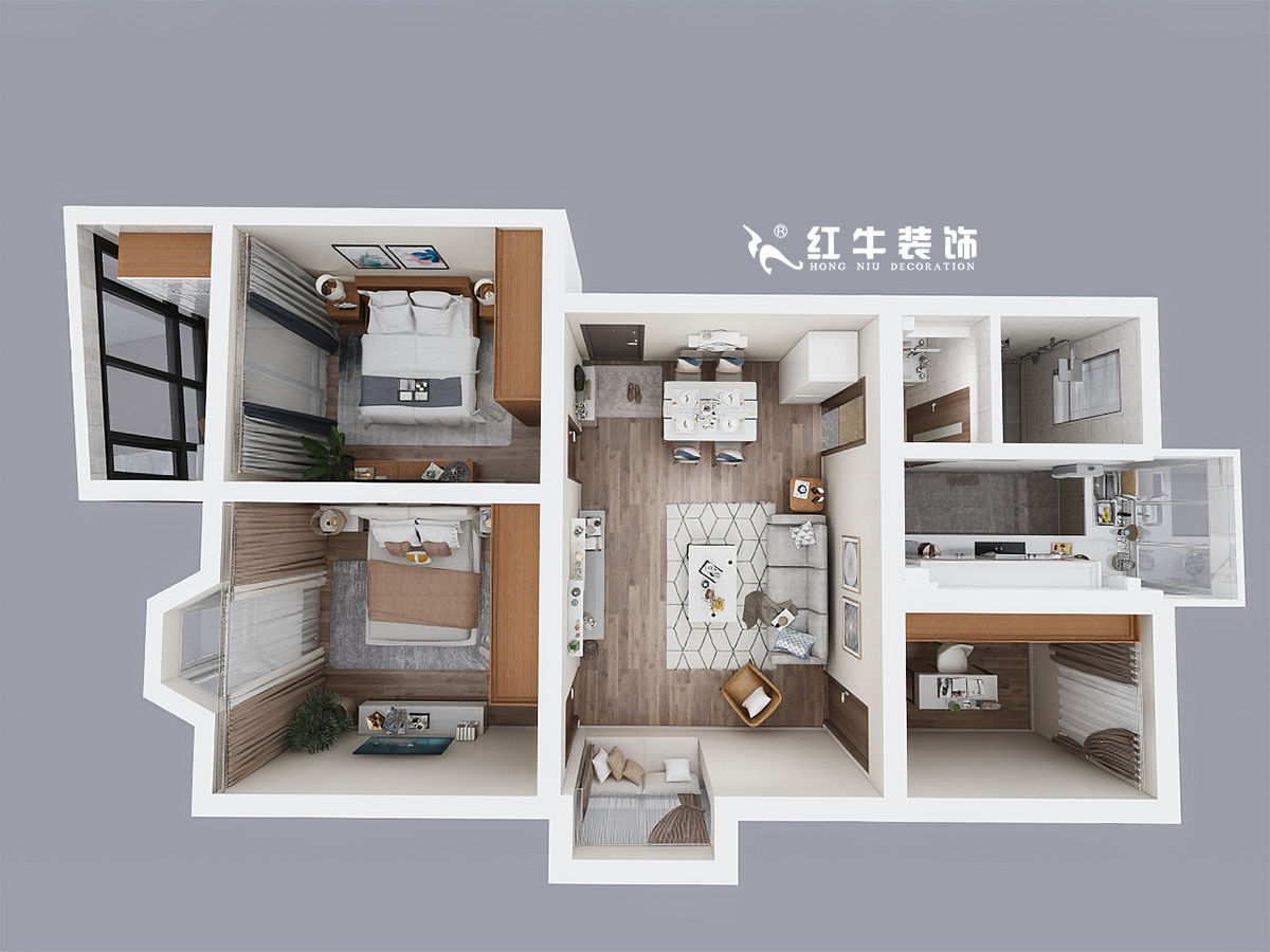 蒋琛_良辰美景14-2-401-90㎡-现代简约风格_鸟瞰图